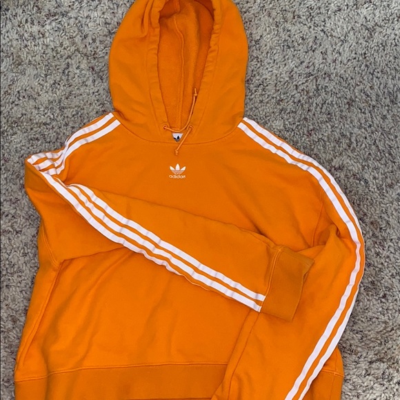 adidas orange cropped hoodie